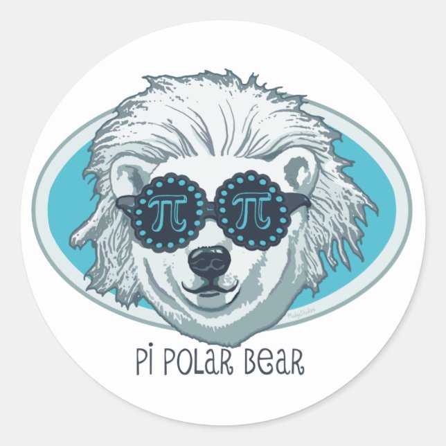 Pegatina Redonda Pi Polar Bear (Anverso)