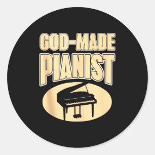 Pegatina Redonda Pianista basado en la fe Música cristiana Inspirac