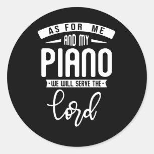 Pegatina Redonda Pianista Cristiano Música Religiosa Lord Piano Pl