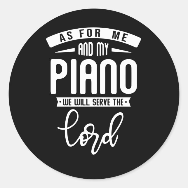 Pegatina Redonda Pianista Cristiano Música Religiosa Lord Piano Pla (Anverso)