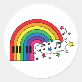 Pegatina Redonda Piano arcoiris