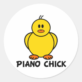 Pegatina Redonda Piano Chick