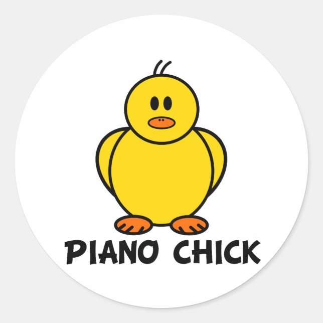Pegatina Redonda Piano Chick (Anverso)