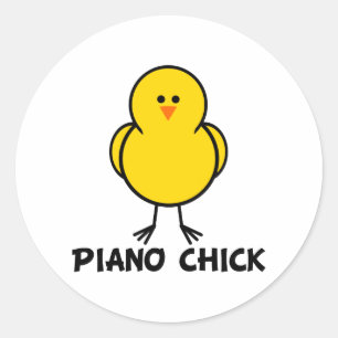 Pegatina Redonda Piano Chick