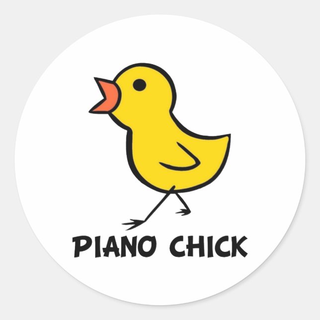 Pegatina Redonda Piano Chick (Anverso)
