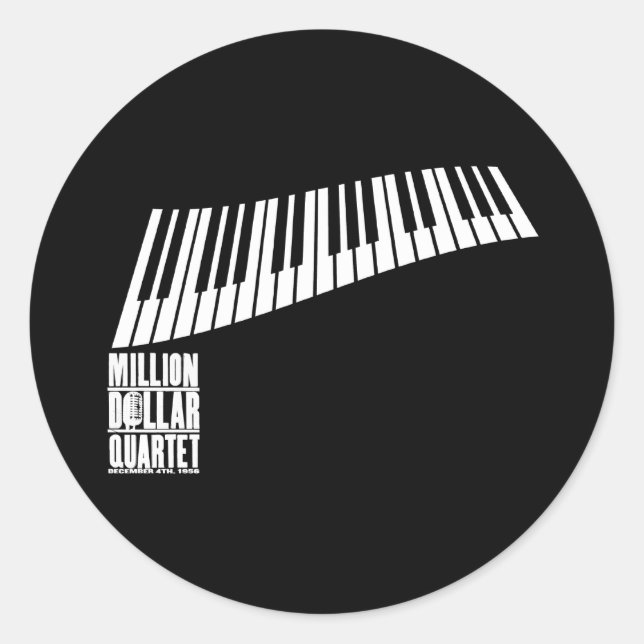 Pegatina Redonda Piano Cuarteto de Millón de Dólares - Blanco (Anverso)