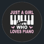 Pegatina Redonda Piano jugador Chica pianista mujer<br><div class="desc">Piano jugador Chica pianista mujer</div>