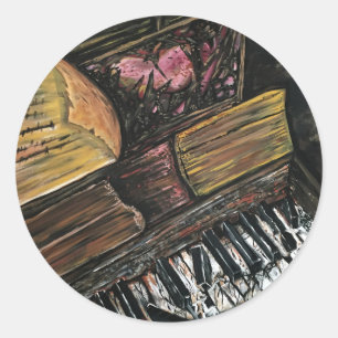 Pegatina Redonda Piano roto