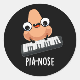 Pegatina Redonda Pianose Funny Piano Nose Pun Dark BG