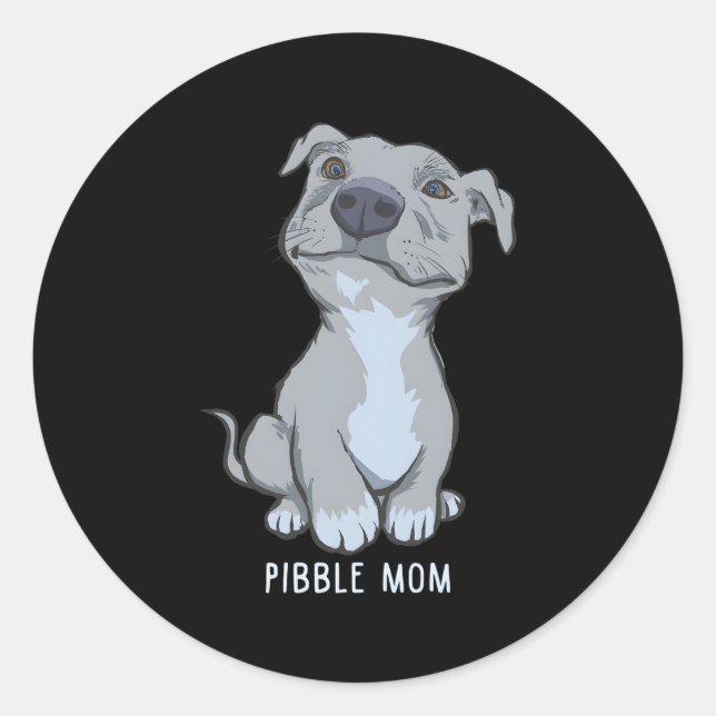 Pegatina Redonda Pibble Mom Pittie Love Pitbull (Anverso)