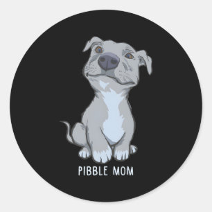 Pegatina Redonda Pibble Mom Pittie Love Pitbull