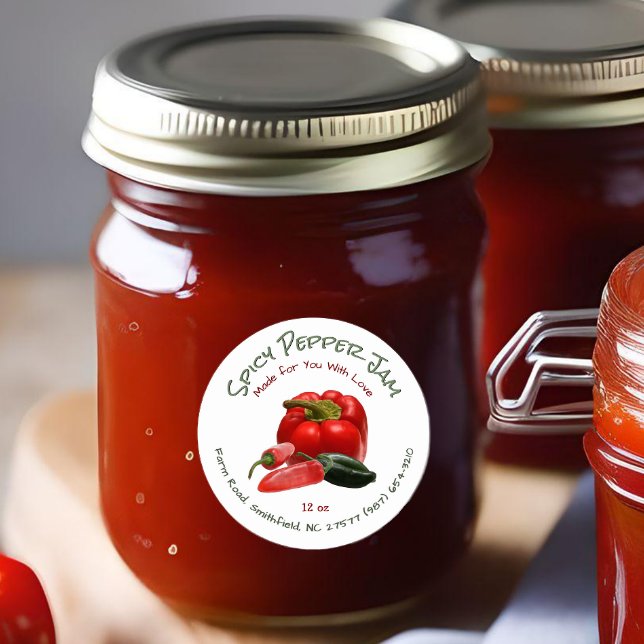 Pegatina Redonda Picante gelatina de pimienta con pimientos rojos y (Subido por el creador)