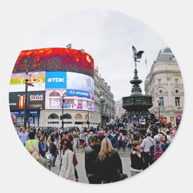 Pegatina Redonda Piccadilly Circus - Foto profesional (Anverso)