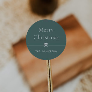 Pegatina Redonda Pícea Modernos Navidades Mínimos Sencillos De Bo