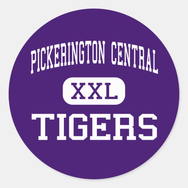 Pegatina Redonda Pickerington Central - Tigres - Pickerington (Anverso)