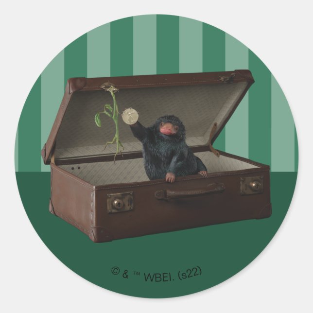 Pegatina Redonda Pickett & Teddy in Briefcase (Anverso)