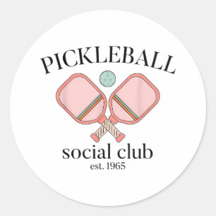 Pegatina Redonda Pickle Ball Social Club EST 1965 Hombres Mujeres