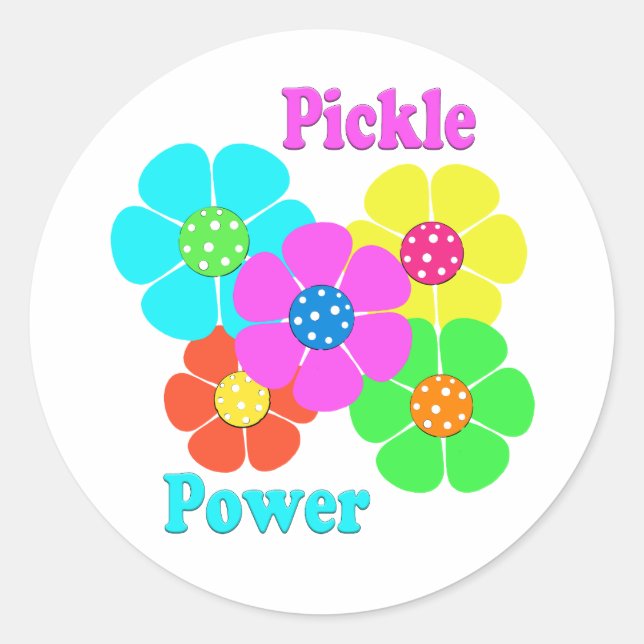 Pegatina Redonda Pickle Power Pickleball (Anverso)
