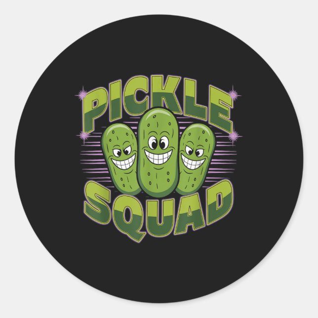 Pegatina Redonda Pickle Squad Dill Team (Anverso)