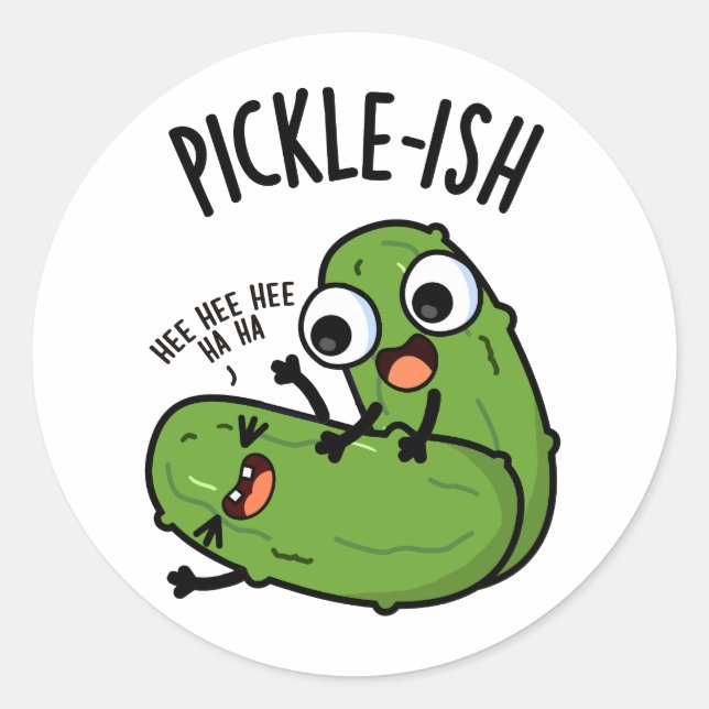Pegatina Redonda Pickle Ticklish Gracioso Pickle Puns (Anverso)