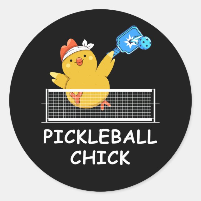 Pegatina Redonda Pickleball Chick divertido Jubilación Retirada Hom (Anverso)