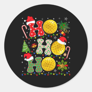 Pegatina Redonda Pickleball de árbol de navidad Ho Ho Santa Luces X