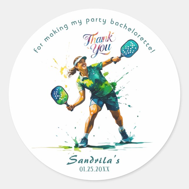 Pegatina Redonda Pickleball  | Despedida de soltera  (Anverso)