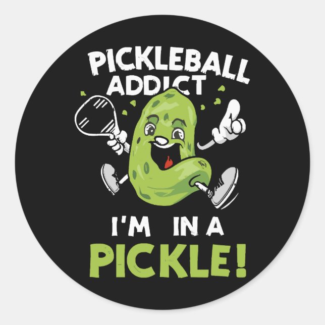 Pegatina Redonda Pickleball Divertido (Anverso)