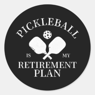 Pegatina Redonda pickleball es mi planta de jubilación