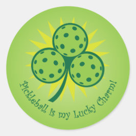 Pegatina Redonda Pickleball is my lucky charm