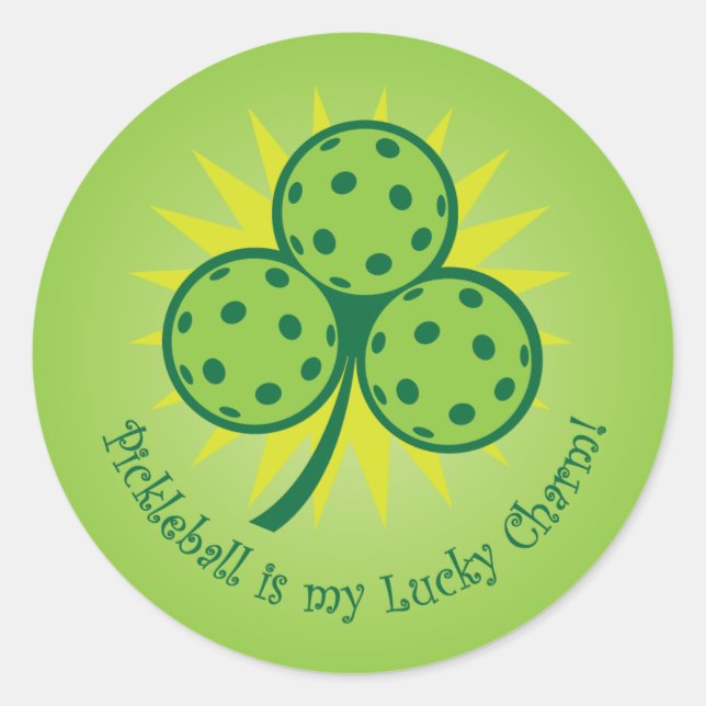 Pegatina Redonda Pickleball is my lucky charm (Anverso)