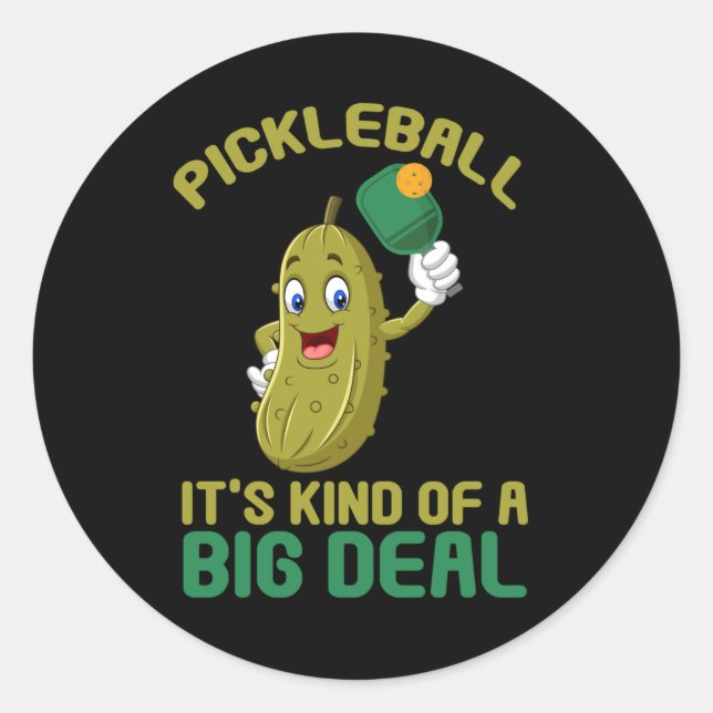Pegatina Redonda Pickleball Kid Big Deal Pickle Sport (Anverso)