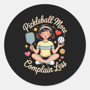 Pegatina Redonda Pickleball quejarse más menos jugar deportes posit