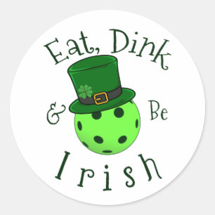 Pegatina Redonda Pickleball St Patricks Day