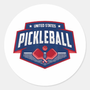 Pegatina Redonda Pickleball Support Team Pickleball Player USA