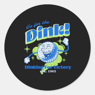Pegatina Redonda Pickleball vintage ve por el dink divertido pickba