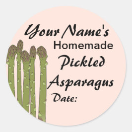 Pegatina Redonda Pickles caseros Canning Jar Lid Labs Asparagus