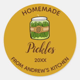Pegatina Redonda Pickles caseros editables