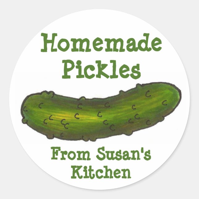 Pegatina Redonda Pickles caseros Pickle Green Personalizado (Anverso)