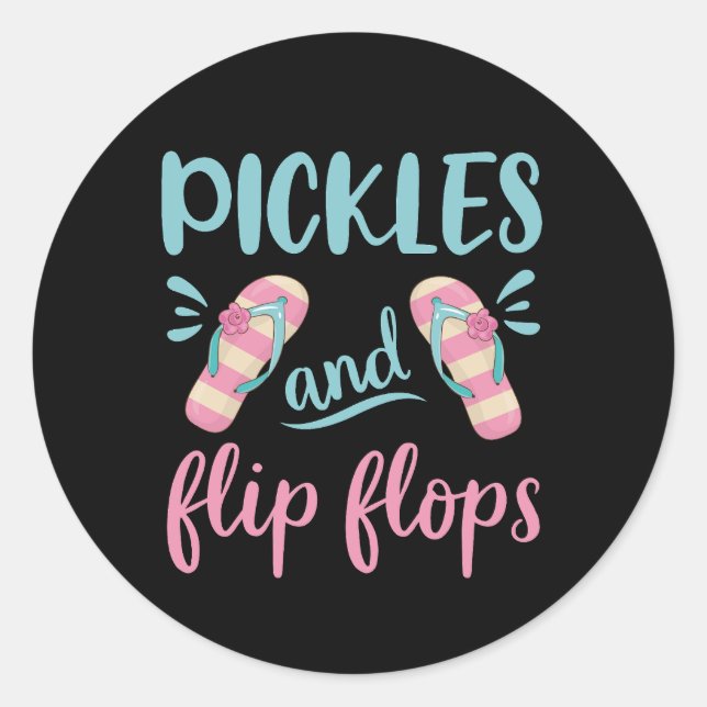 Pegatina Redonda Pickles y Flip Flops (Anverso)