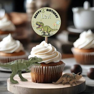Pegatina Redonda Picks de Cupcake para Fiesta de Cumpleaños con Nom