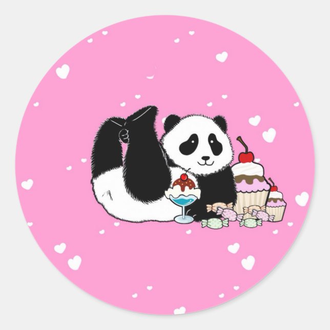 Pegatina Redonda Picnic Cute Panda (Anverso)
