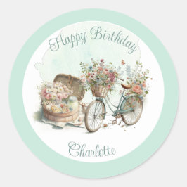 Pegatina Redonda Picnic en la fiesta de cumpleaños de adultos Park 