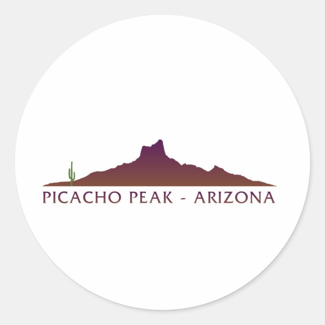 Pegatina Redonda Pico Picacho - Arizona (Anverso)