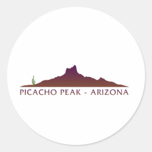 Pegatina Redonda Pico Picacho - Arizona