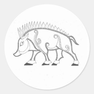 Pegatina Redonda Pictish Boar