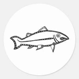 Pegatina Redonda Pictish Salmon