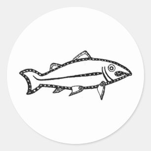 Pegatina Redonda Pictish Salmon