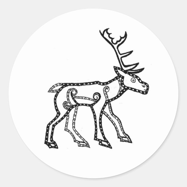 Pegatina Redonda Pictish Stag (Anverso)