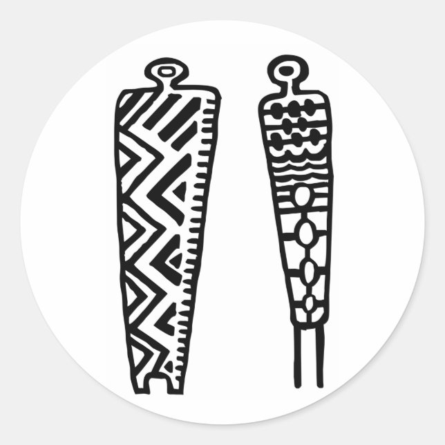 Pegatina Redonda Pictografo Hombres-BW (Anverso)